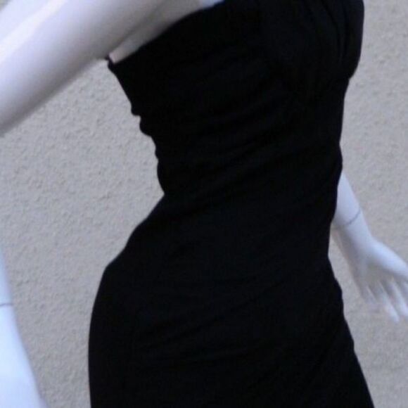 Zara Dress Strapless Black Chiffon Draped Size Large - Picture 4 of 7